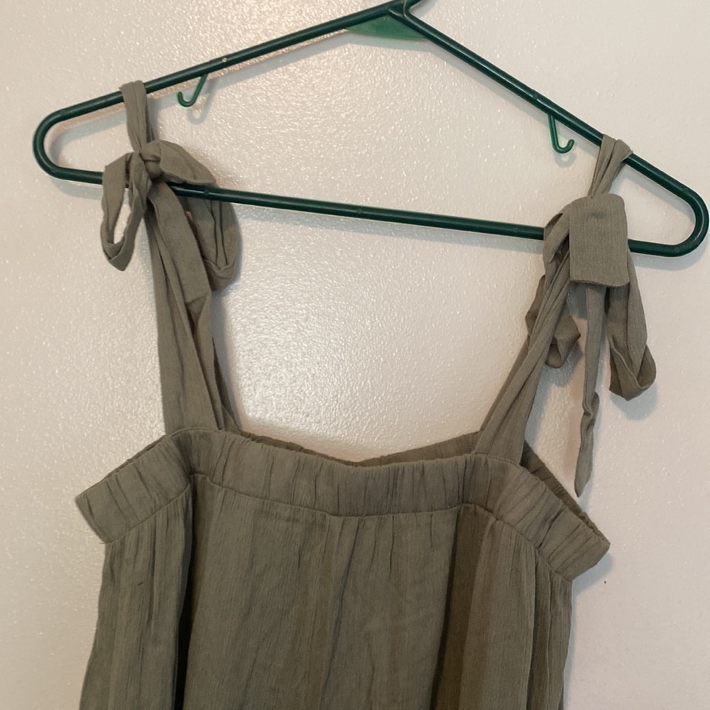 Hyfve OLIVE green overall like suspender flare leg pants small nwt - Picture 3 of 11